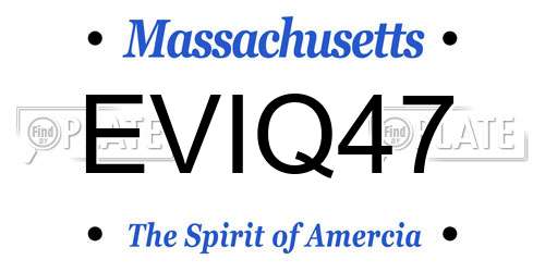 EVIQ47 Massachusetts License Plate