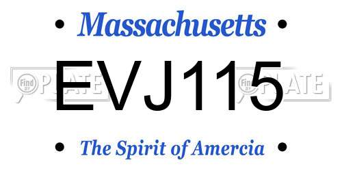 EVJ115 Massachusetts License Plate