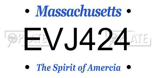 EVJ424 Massachusetts License Plate