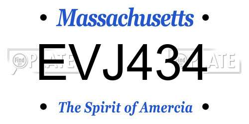 EVJ434 Massachusetts License Plate