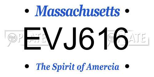 EVJ616 Massachusetts License Plate