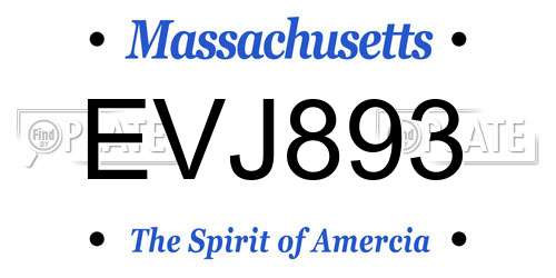 EVJ893 Massachusetts License Plate