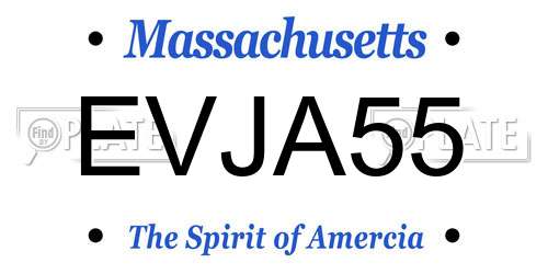 EVJA55 Massachusetts License Plate