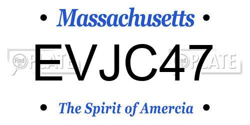 EVJC47 Massachusetts License Plate