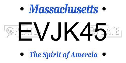 EVJK45 Massachusetts License Plate