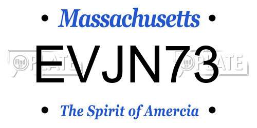 EVJN73 Massachusetts License Plate