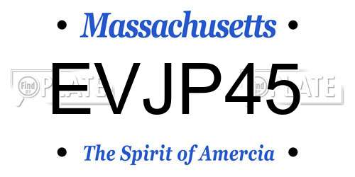 EVJP45 Massachusetts License Plate