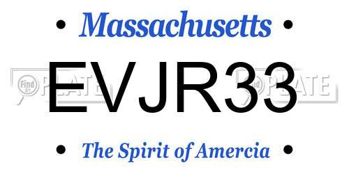EVJR33 Massachusetts License Plate