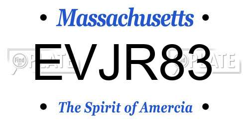 EVJR83 Massachusetts License Plate