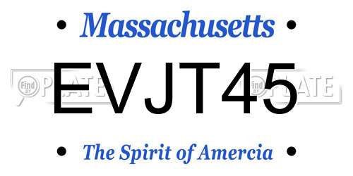 EVJT45 Massachusetts License Plate