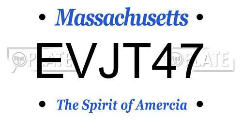EVJT47 Massachusetts License Plate