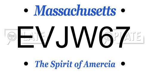 EVJW67 Massachusetts License Plate