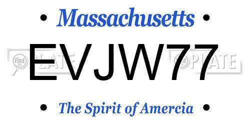 EVJW77 Massachusetts License Plate