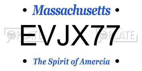 EVJX77 Massachusetts License Plate