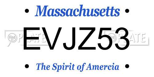 EVJZ53 Massachusetts License Plate