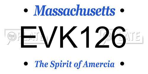 EVK126 Massachusetts License Plate