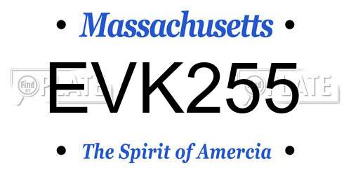 EVK255 Massachusetts License Plate
