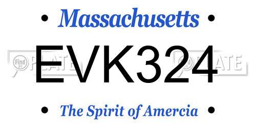 EVK324 Massachusetts License Plate