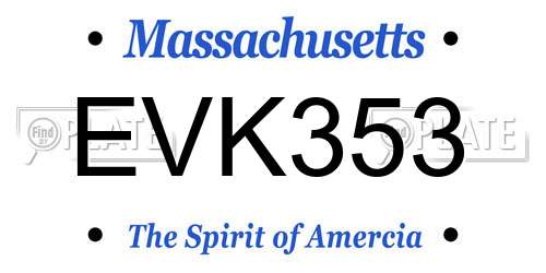 EVK353 Massachusetts License Plate