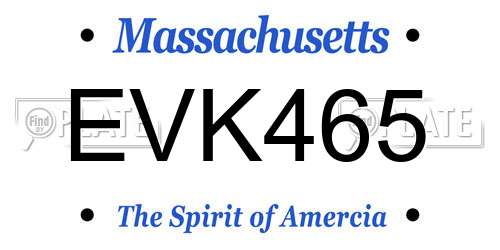 EVK465 Massachusetts License Plate