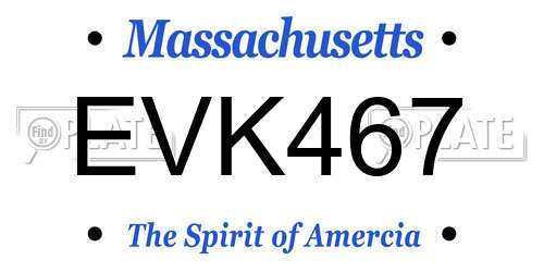EVK467 Massachusetts License Plate