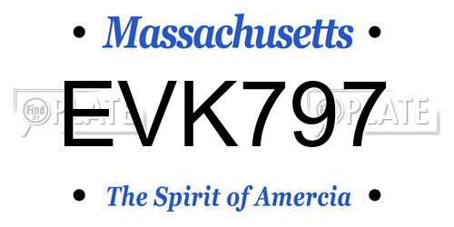 EVK797 Massachusetts License Plate