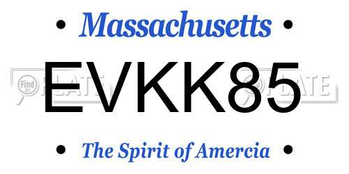 EVKK85 Massachusetts License Plate