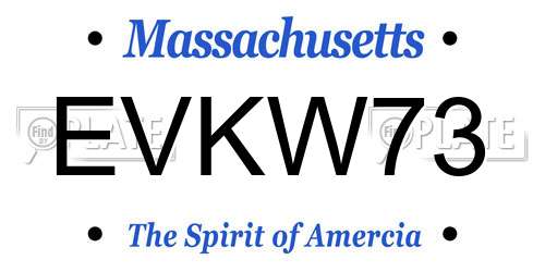 EVKW73 Massachusetts License Plate