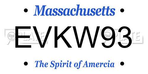 EVKW93 Massachusetts License Plate
