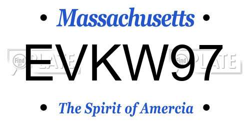 EVKW97 Massachusetts License Plate