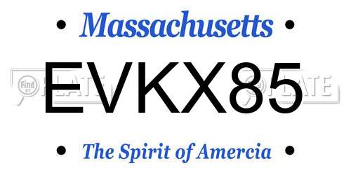 EVKX85 Massachusetts License Plate