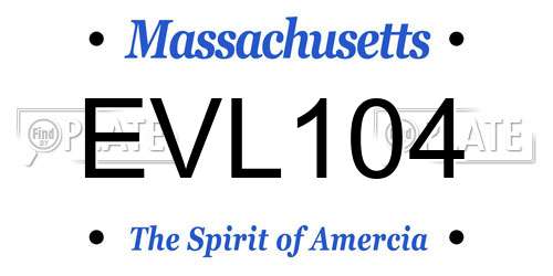EVL104 Massachusetts License Plate