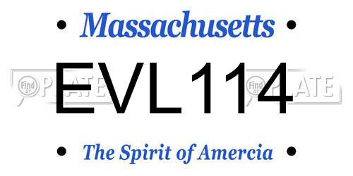 EVL114 Massachusetts License Plate