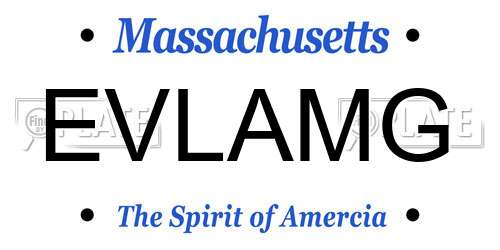 EVLAMG Massachusetts License Plate