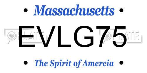 EVLG75 Massachusetts License Plate