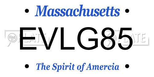 EVLG85 Massachusetts License Plate