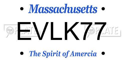 EVLK77 Massachusetts License Plate