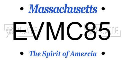 EVMC85 Massachusetts License Plate