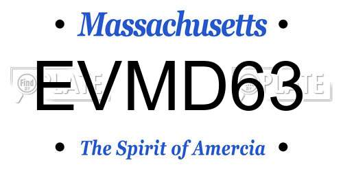 EVMD63 Massachusetts License Plate