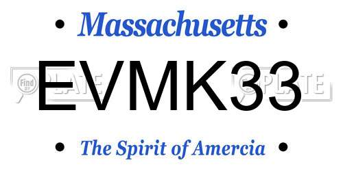 EVMK33 Massachusetts License Plate