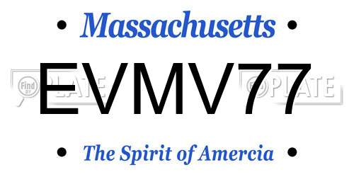 EVMV77 Massachusetts License Plate