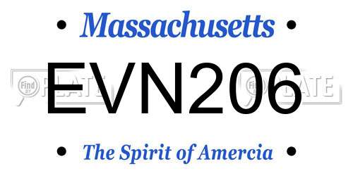 EVN206 Massachusetts License Plate