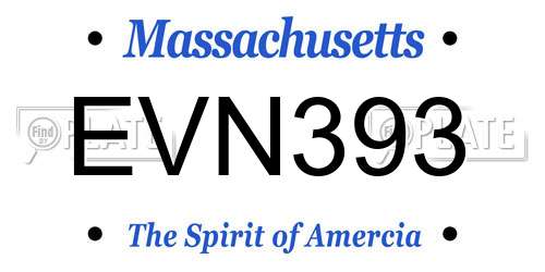 EVN393 Massachusetts License Plate