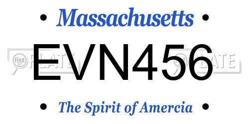 EVN456 Massachusetts License Plate