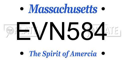 EVN584 Massachusetts License Plate