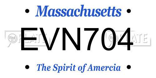 EVN704 Massachusetts License Plate