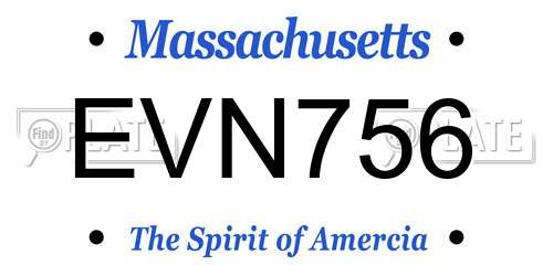 EVN756 Massachusetts License Plate