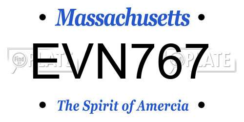 EVN767 Massachusetts License Plate