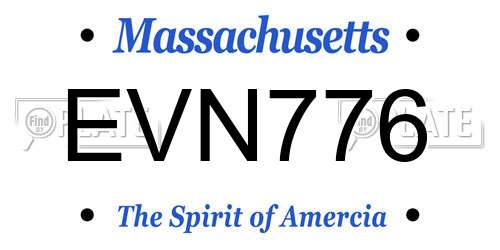 EVN776 Massachusetts License Plate