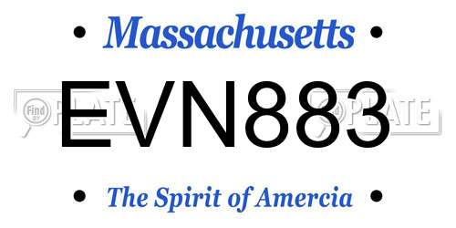 EVN883 Massachusetts License Plate